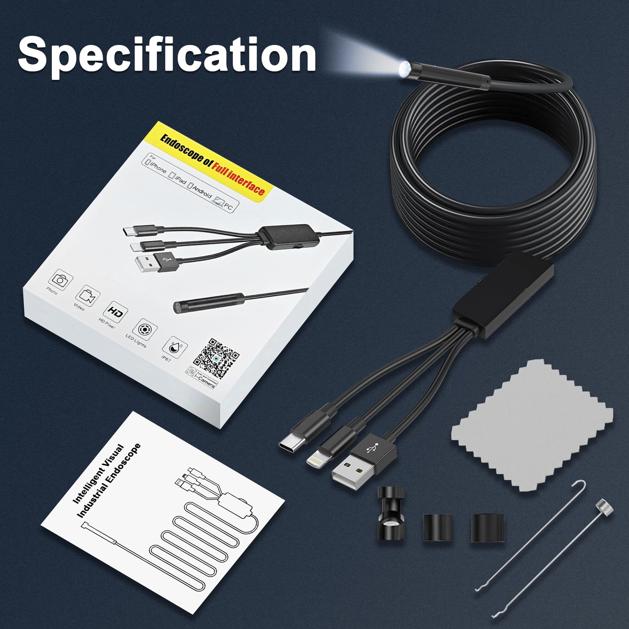 New Arrival 3 in 1 1080P Indus - Endoscope Inspection Camera recension och pris